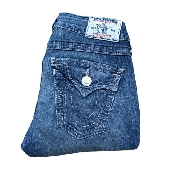 Vintage True Religion Jeans Size 25 STRAIGHT Blue - Picture 1 of 5